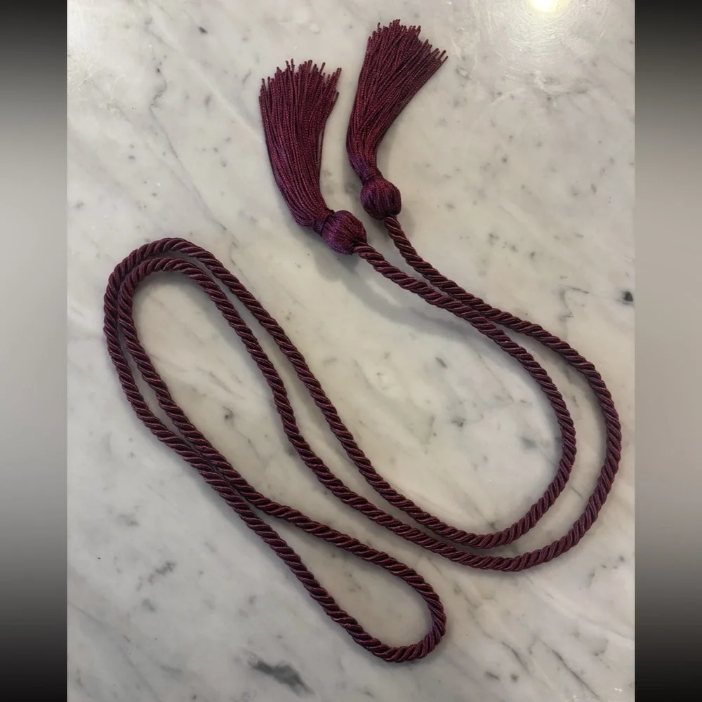 Burgundy Tassel Rope Belt